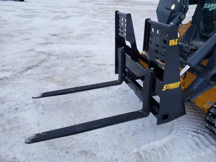 Pallet fork attachment from Stinger Attachments on forklift