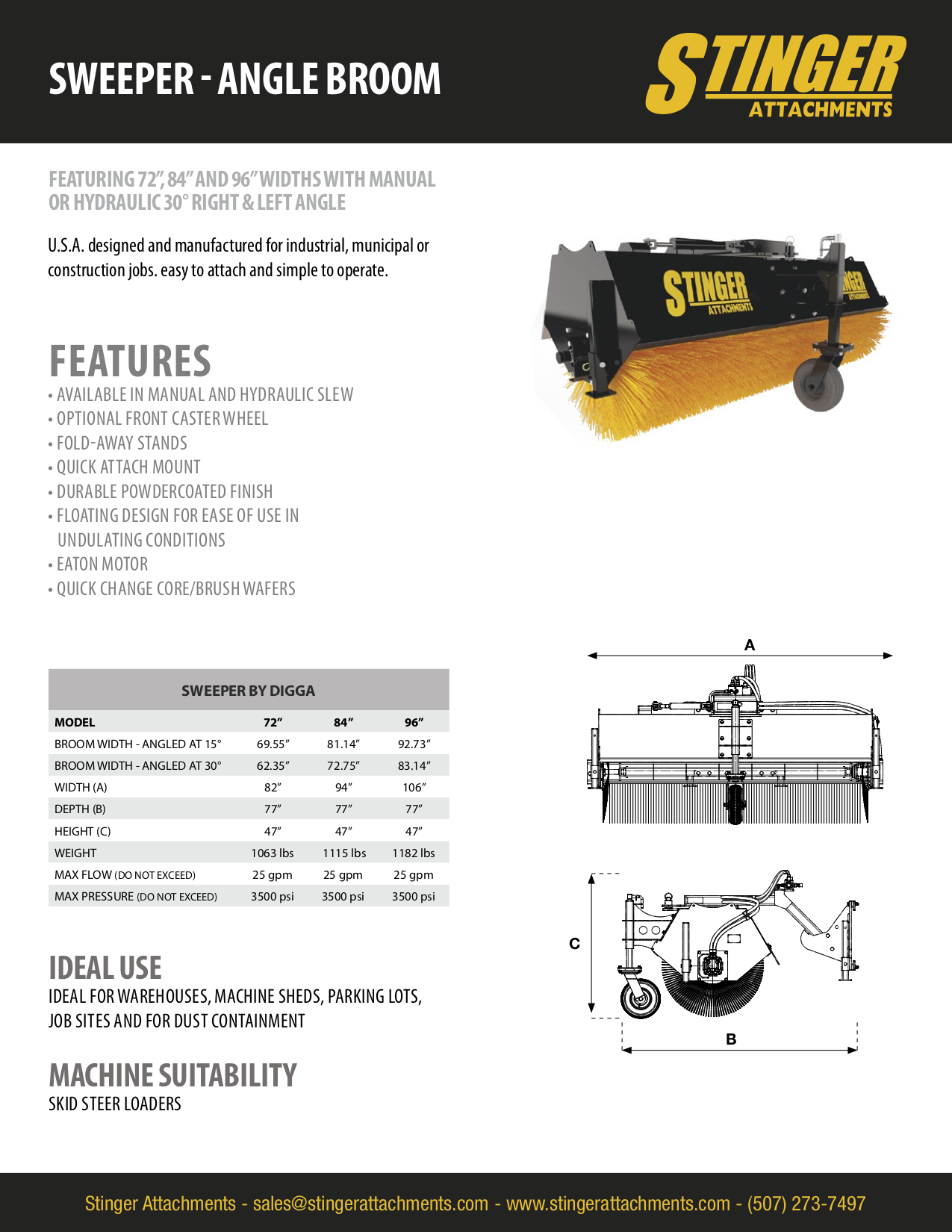 Angle Broom Sweeper Feature Sheet