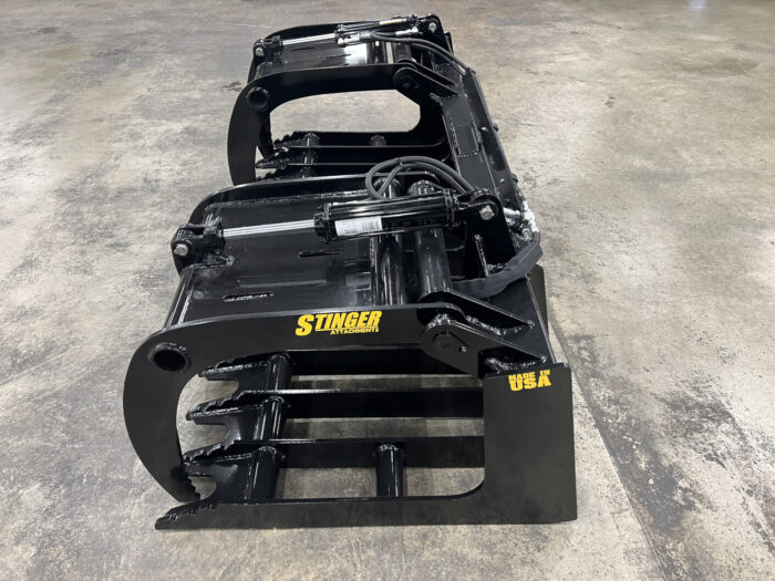 Side view of Heavy Duty Grapple Bucket from Stinger Attachments