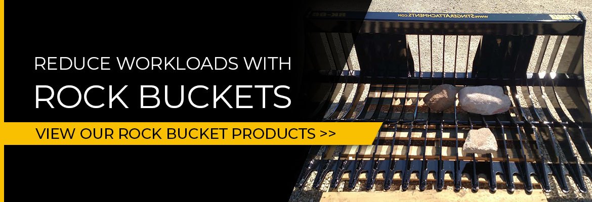 Reduce workloads with rock buckets | Stinger Attachments