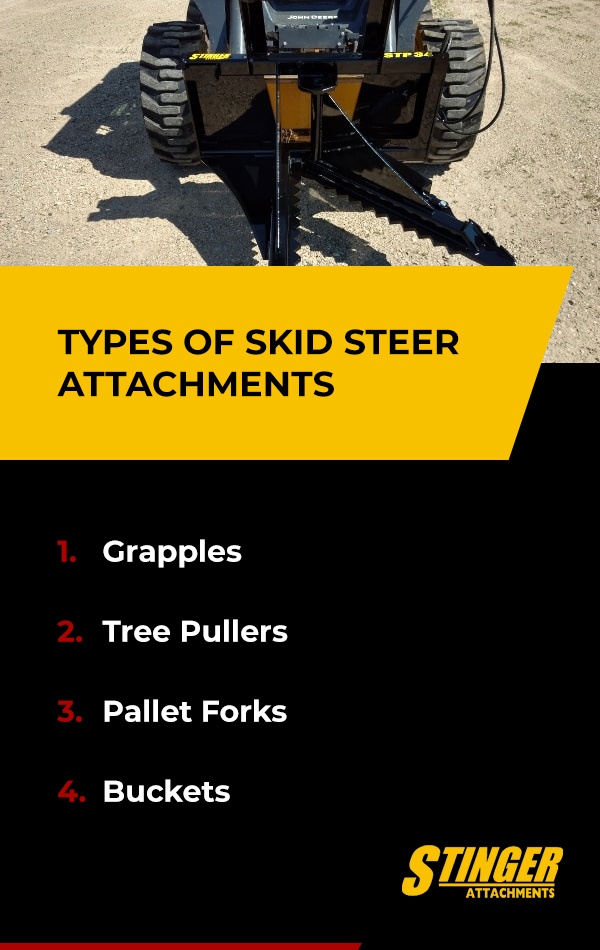 List of 4 types of skid steer attachments