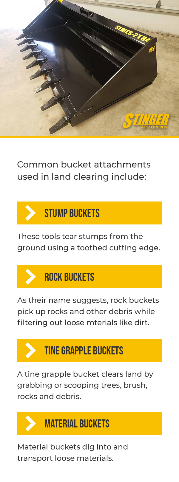 List of Bucket Attachments